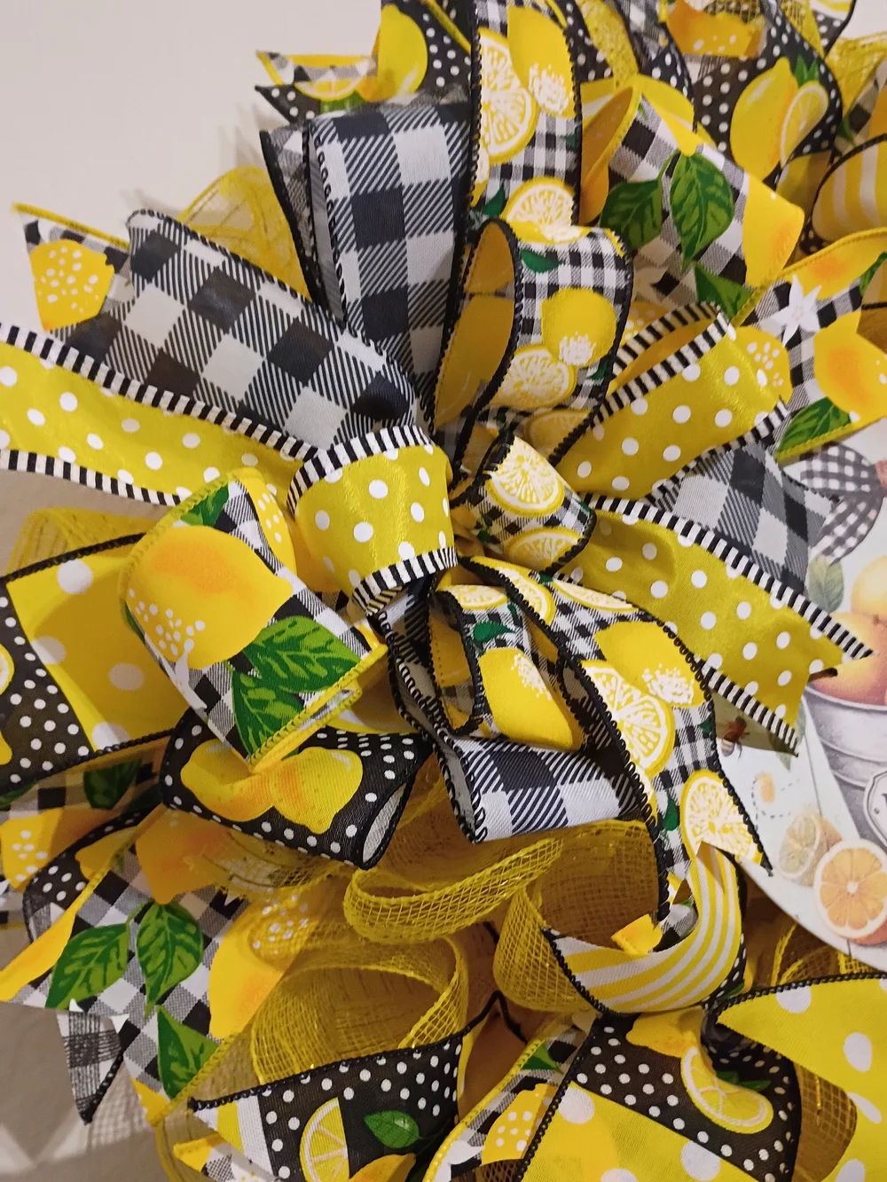 Fresh Lemon Decorative Wreath - Yellow & Black